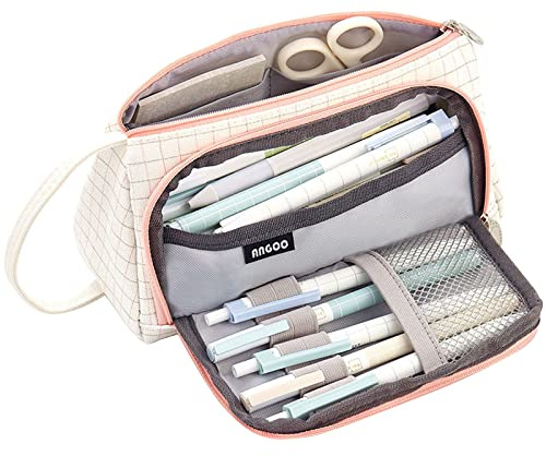 TFixol Jolie boîte à crayons en toile avec fente pour stylo et poche en maille pour papeterie, pinceaux de maquillage, trousse à outils pour étudiants, enfants, filles