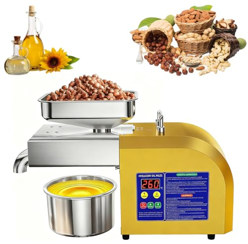 AGGBDYXO Estrattore D'Olio Uso Domestico, 1100w Pressa Elettrica Per Olio Macchina Per L'Olio A Freddo Frantoio Estrai Facilmente Olio Puro Da Arachidi, Sesamo, Semi Di Girasole, Noci E Altro