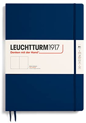 LEUCHTTURM1917 342928 Notizbuch Master Slim (A4+), Hardcover, 123 nummerierte Seiten, Marine, blanko