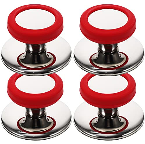 BESTonZON 4 Stück Topf Kopf Hut Zylinder Topfknauf Griff Deckelknöpfe Aus Glas Pfannendeckel-ersatzknopf Pfannendeckelgriff Pot Ersatzknöpfe Kleiner Deckel Austauschbar Rostfreier Stahl