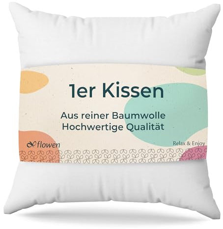 Flowen Kopfkissen 80x80 cm Kissen für Bett 80 x 80 1 Stück Bettkissen Hypoallergene Anti-Milben Weiche Kissenfüllung mit Weicher Gesteppter Kopfkissenbezug Abnehmbarem und Waschbaren Schlafkissen