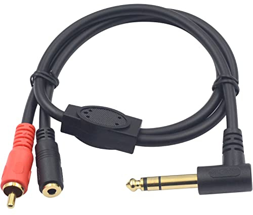 Duttek 90 grader 6,35 mm 1/4 tum till RCA hane och 3,5 mm 1/8 tum kvinnlig stereoljudkabel, 6,35 mm till 3,5 mm ljuduttag, RCA till 6,35 mm ljudkabel förlängningssladd för hörlurar, MP3-spelare,