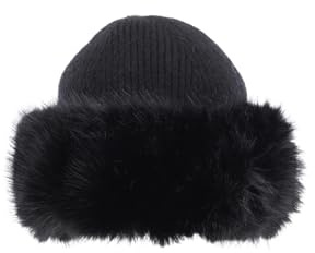 QUEEN HELENA Sombrero de Invierno Cálido con Pelo Suave para Mujer CP07 Negro, Talla única