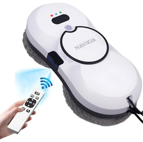 NAVIKIA Fensterputzroboter mit Sprühfunktion, 5600PA Saugleistung Reinigen Von fenstern, Fensterreiniger Roboter Automatisches staubsaugen für inneneinrichtung/außenfenster/kacheln/glastüren (wei-ß)