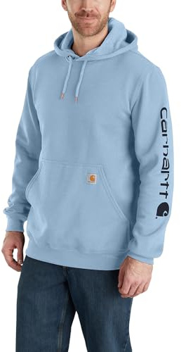 Carhartt Sweat-Shirt Courtes avec Logo et Manches mi-Longues Maillot de survêtement, Bleu Brouillard, XXL Homme