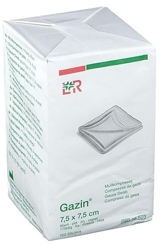 Dentalseven - Compressa Garza, Tessuto Non Tessuto, 4 Strati, 7,5 x 7,5 cm, 100pz