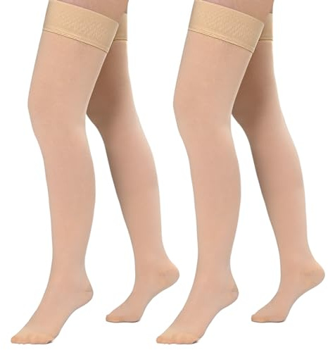Evolyline Medical Closed Toe Thigh High Compression Stockings for Women & Men with Silicone Band, Firm 20-30 mmHg Compression Socks Graduated Support for Varicose Veins Edema Flight
