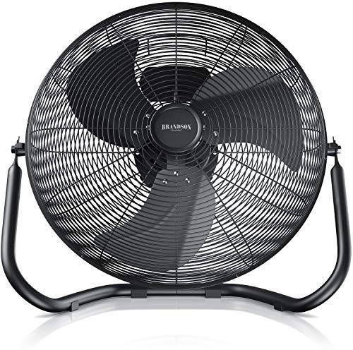 Brandson - Ventilateur de Sol Design rétro, Ventilateur sur Pied de 57 cm de diamètre, Ventilateur métallique 200W, 3 Vitesses, Faible, Moyenne, Haute, Débit d'air élevé, Inclinable à 120°, Noir