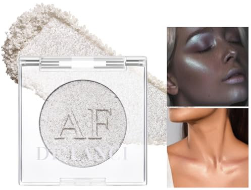 DE'LANCI Sombra de ojos iluminadora de color blanco y plateado, intensamente pigmentada Diamond Pearl Shimmer Face Cream Highlighters, Smooth Highlighter Powder for Face Body Illuminator #06