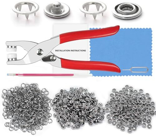 SHSMPXOY 200 Sets Poppers Fasteners Kit 9.5mm Metal Snap Buttons Fastener kit with Pliers,Metal Snap Fasteners Press Studs No Sewing for Fabric Clothing,Bags,DIY Crafts