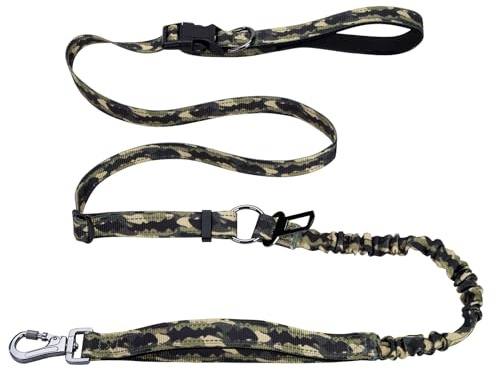 Laisse pour Chien à Mains Libres Laisse pour Mains Libres Réfléchissantes pour la Course, La Marche et la Randonnée pour Chiens de Moyenne et Grande Taille (Camouflage)