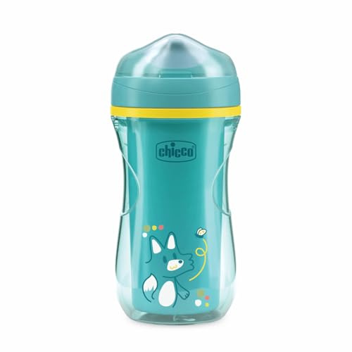 Chicco Active Cup Bicchiere Antigoccia Plastica Bambini 266 ml, Tazza Biberon 14+ Mesi per Imparare a Bere, Termica con Beccuccio Ergonomico Anti Morsi e Valvola Facili Sorsi, senza BPA, Azzurro
