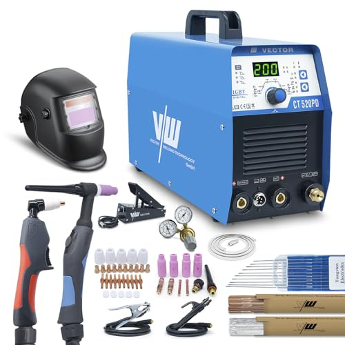 VECTOR WELDING Poste à souder TIG DC 200 A SET - Fonction soudage à l'électrode - Découpeur plasma IGBT Inverter - CT520PD