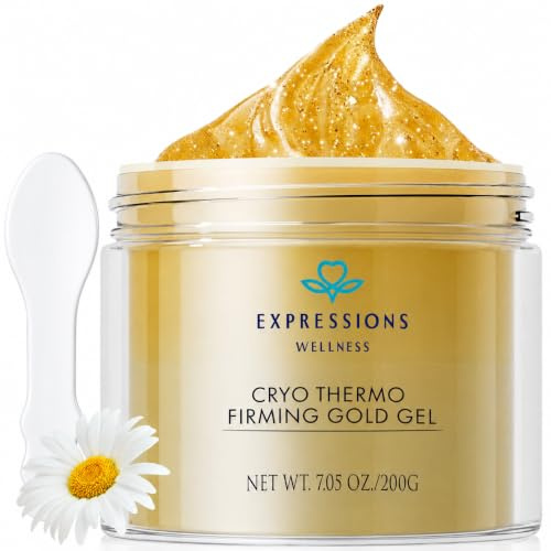 EXPRESSIONS WELLNESS Skin Tightening Cellulite Cream for Body with Cryogold | Firm Saggy Body Skin Max Sweat Hot Massage Gel Tightens Belly, Thighs, Bum & Arms Lifts Tones Sculpts Body 7.05oz Large Size