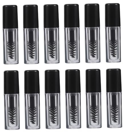 Healeved 12 St Mini Mascara Tub Transparent med Borste Återfyllbar Ögonfranskräm Behållare För Resor Precision Applicering Ergonomiskt Grepp Stilren Design