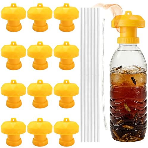 Shyllin Set da 12 Tappo Trappola per Mosche e Insetti, Adatto per Vespe e Calabroni, Trappole Bio per Insetti Riutilizzabile, Facile da Pulire, Può Essere Appeso o Posizionato in Verticale