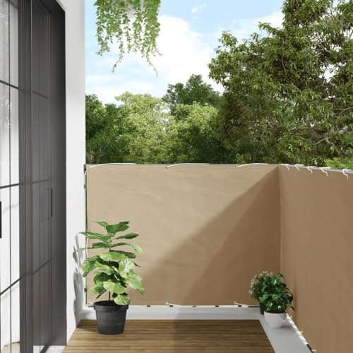 Mokuyary Protector de privacidad para balcón, color beige, 120 x 300 cm, tela Oxford, revestimiento de balcón, cubierta opaca contra el viento para jardín, terraza, exterior