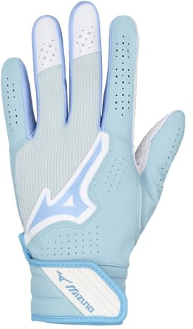 Mizuno Finch Adult Softball Batting Glove, Light Blue, Small