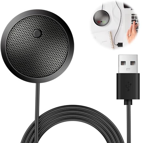 ZestEcho Microfono USB per PC, microfono a condensatore omnidirezionale a 360° con pulsante silenzioso, microfono per computer da tavolo per riunioni, lezioni online, gaming, streaming Plug & Play