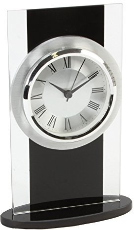 ukgiftstoreonline Glass and black modern mantle clock