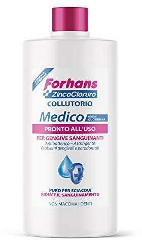 Forhans, Collutorio Medico Diluito, Pronto all'Uso, con Zinco Cloruro, Azione Antisettica, Antibatterica e Antinfiammatoria, per Igiene Orale, Gengive Sane, Non Macchia i Denti, 3 Confezioni da 250 ml