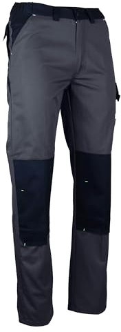 LMA Sulfate Pantalon de Sécurité Pantalon de Protection Multipoche - Norme EN 14404 niveau 1 - Transfert Rétroréfléchissant - Gris Sombre et Noir - Taille 50