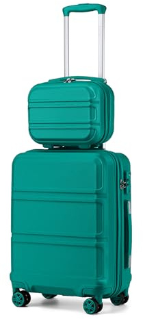 Kono Juegos de Equipaje de 2 Piezas Rigidas Maleta de Cabina con Neceser Trolley de Viaje Equipaje de Mano con 4 Ruedas giratorias y Cerradura TSA (Turquesa)