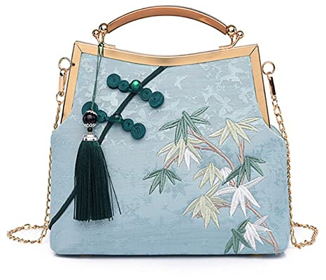 DANLINI Broderi tofsar kuvertväskor för kvinnor aftonväska fest bal handväskor brud bröllop crossbody axelväskor blommig kuvertväskor, BLÅ