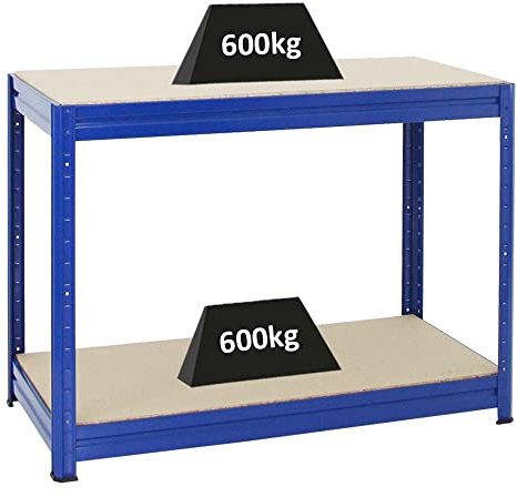 PROREGAL Höhenverstellbare Werkbank Dino Blau HxBxT 90x120x60cm Traglast 600kg Werktisch Arbeitstisch Steckmontage Packtisch