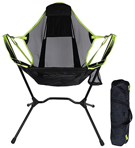 XVBVS Campingstuhl RüCkenlehne Klappbarer Schaukelstuhl, Outdoor-Schaukel Aus Aluminiumlegierung Mit Aufbewahrungstasche für Camping, Wandern, Picknick, Reisen, Strand- Green