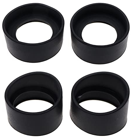 eMagTech Lot de 4 Cache-oculaires pour Microscope stéréo de 32 à 36 mm en Caoutchouc Souple, 2 Protections oculaires à Angle Oblique et 2 pièces à Angle Plat Noir