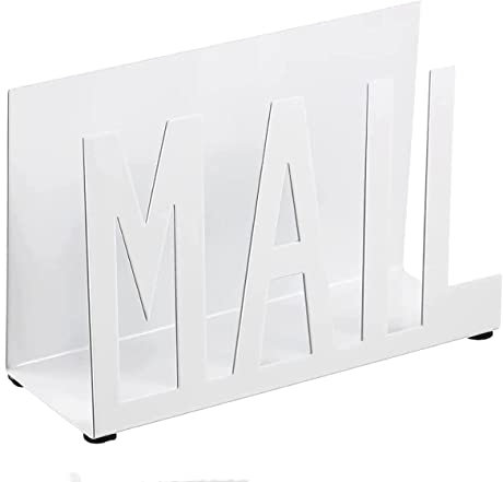 KALUROIL Mail Halter Weiss Metall Brief Sortierer Tischplatte Mail Ausschnitt Veranstalter Mail Brief Dokumenten Ständer mit Brieföffner für Desktop Haus Büro Schule（Weiss）