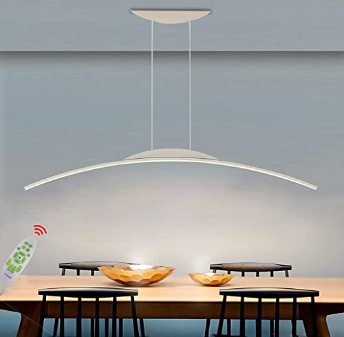 Lanekd Dining Table Lamp LED Pendant Lamp Modern Dimmable Kitchen Pendant Lighting Height Adjustable Arch Design Black Chandelier for Living Room Office Dining Room Bar Ceiling Lighting