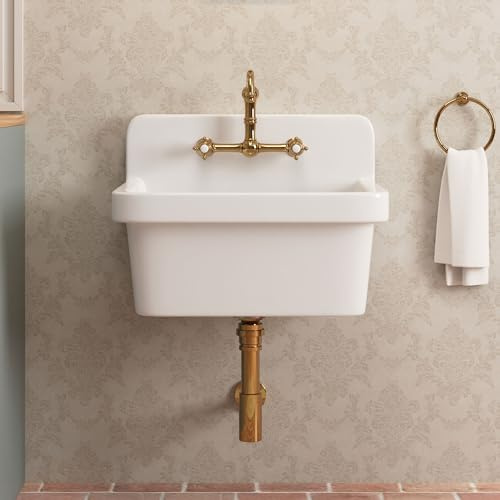 DeerValley DV-1K0137 61 cm Lavello da cucina bianco alto bianco argilla refrattaria lavanderia lavello in ceramica Lavandino da parete Lavandino da bagno