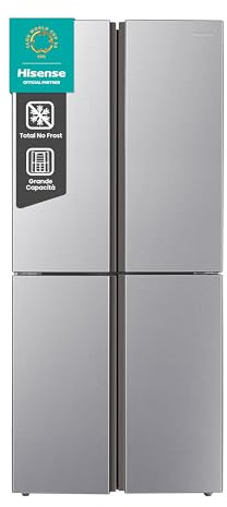 Hisense MQ79426SE Frigorifero Americano Quattro Porte, Grande capacità 427 litri, Finitura Argento, Total No Frost, Classe E, Illuminazione LED, Sistema Multi Air Flow, Holiday mode