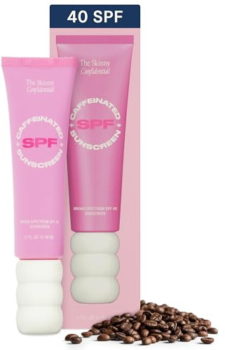 The Skinny Confidential Tinted Sunscreen, SPF 40 - Fragrance Free Face Moisturizer with No White Cast - Non-Greasy & Lightweight Caffeinated Mineral Sunscreen Lotion with Zinc Oxide & Titanium Dioxide