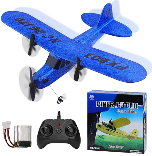 Henakmsl Avion Télécommandé 2CH 2.4 GHz, Avion RC FX803, Bleu, pour Débutants/Enfants/Adultes