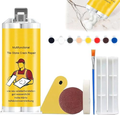 Yanobia Kit de réparation multifonctionnel pour carrelage en pierre, granit et marbre, pâte de réparation de vernis pour carrelage et céramique, pour réparer les copeaux de baignoire fissurés en
