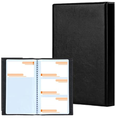 UIEXAY Passend Für Visitenkarten Aufbewahrung 40 Visitenkartenhalter, Visitenkartenmappe Visitenkartenbuch Kundenkarten Organizer Visitenkartenbuch Kartenetui Schwarz