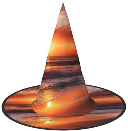 KLLTYHMU Chapeau de sorcière d'Halloween pour la plage, le lever du soleil, chapeau de sorcière flottant pour homme et femme, accessoires de costume d'intérieur et d'extérieur, décorations d'Halloween