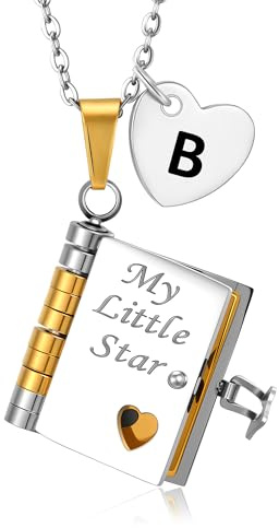 DORANA My Little Star Book Necklace for Daughter Initial Pendant Necklace for Girls Kids Initial Book Necklaces for Daughters Birthday Gifts from Mum Dad Incredible Daughter Jewellery Gifts,B