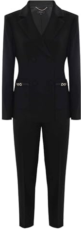 Kocca - Tailleur Doppiopetto con Dettagli Dorati Donna, Colore: Nero, Modello: A25PTA7718ABUN0000, Taglia: 44