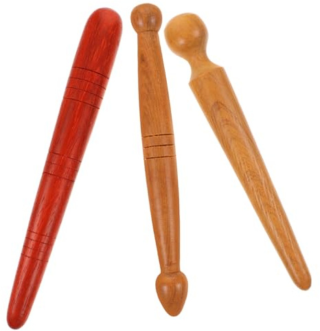 HOODANCOS Bâton Acupression en Bois pour Relaxation 3pcs Outil de Massage Manuel Solide Bords Ronds et Côtés Pointus pour Massage Réflexologie Plantaire et Musculaire