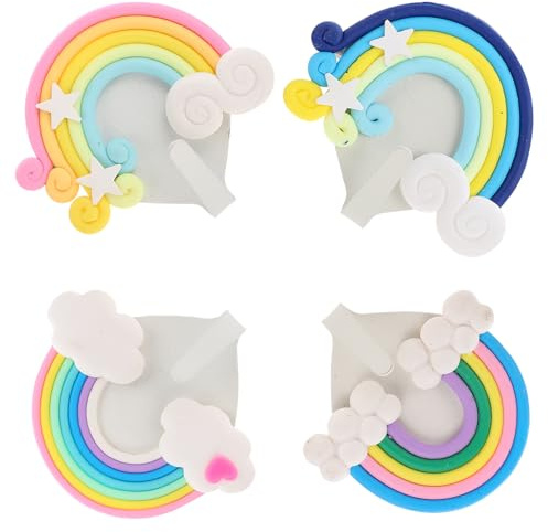 Milisten Lot de 4 Crochets Décoratifs Arc-en-ciel en Bois et Fer, Cintres Muraux Adhésifs sans Perçage pour Rangement Vêtements, Clés et Accessoires, Couleurs Vives pour Chambre et Bureau