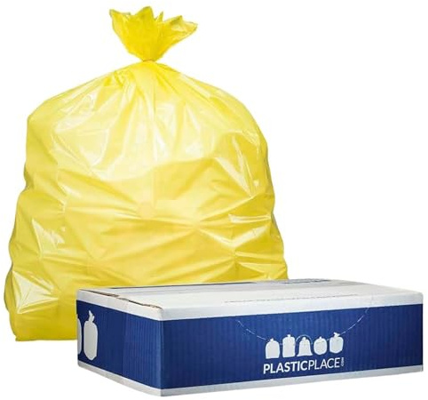 Plasticplace Yellow Trash Bags, 31-33 Gallon 100 / Case 1.5 Mil