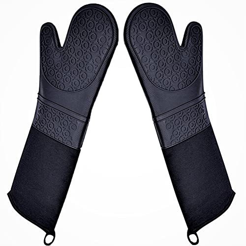 DoMii Professional Silicone Oven Mitts Baking Gloves Elbow Length Heat Resistant Quilted Gloves 2-Pack 19.5 Y