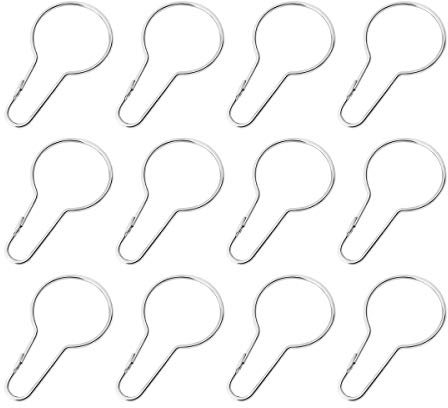 OUNONA Duschvorhangringe, Duschringe 12 Pcs Kunststoff Duschvorhang Haken, Ringe für Duschvorhang in U-Form, Vorhang Aufhängeringe (Silber)