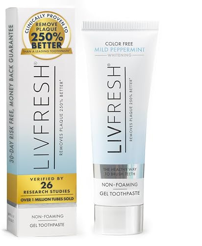 LIVFRESH Toothpaste Gel, Clinically Proven to Remove Plaque 250% Better, Improves Gum Health 190% Better, Prevents & Reduces Tartar, Mild Peppermint