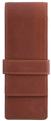 DiLoro Leather Triple Pen Case (Bugatti Tan)