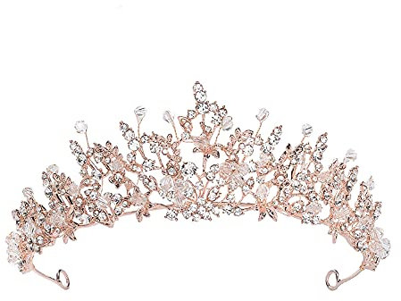 Königin Krone Damen Geburtstagskrone Erwachsene Braut Kopfschmuck Diadem Hochzeit Haarschmuck Rosegold